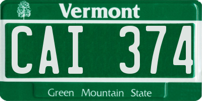 VT license plate CAI374