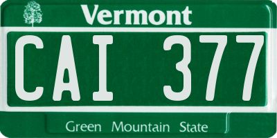 VT license plate CAI377