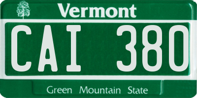 VT license plate CAI380