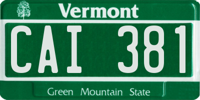 VT license plate CAI381