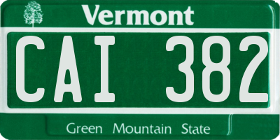 VT license plate CAI382