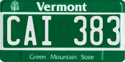 VT license plate CAI383