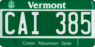 VT license plate CAI385