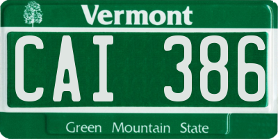 VT license plate CAI386