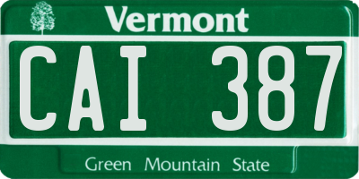 VT license plate CAI387