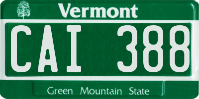 VT license plate CAI388