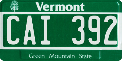 VT license plate CAI392