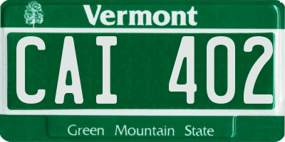 VT license plate CAI402