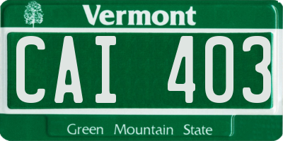 VT license plate CAI403