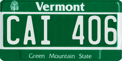 VT license plate CAI406