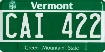 VT license plate CAI422