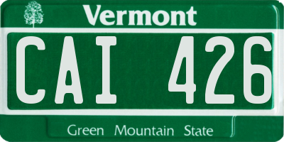 VT license plate CAI426