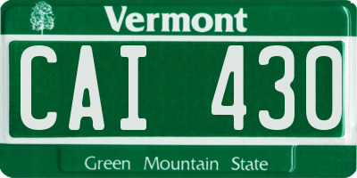 VT license plate CAI430