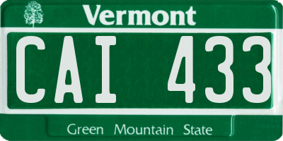 VT license plate CAI433