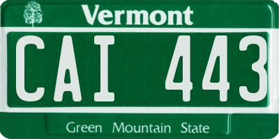 VT license plate CAI443