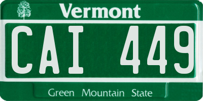 VT license plate CAI449