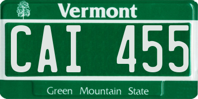 VT license plate CAI455