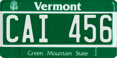 VT license plate CAI456