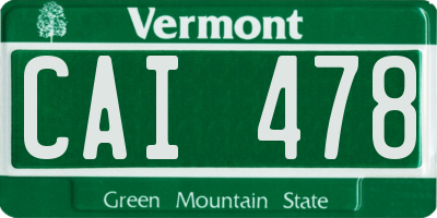 VT license plate CAI478