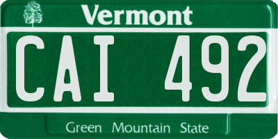 VT license plate CAI492