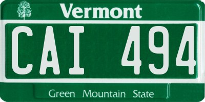 VT license plate CAI494