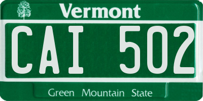 VT license plate CAI502