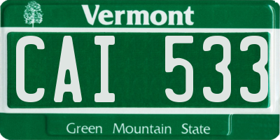 VT license plate CAI533