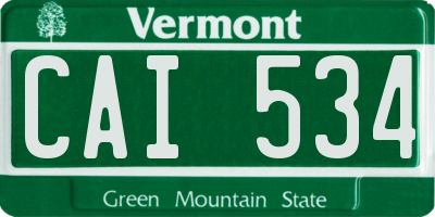 VT license plate CAI534