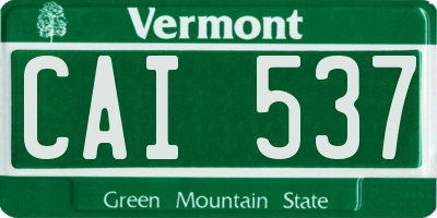 VT license plate CAI537
