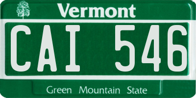VT license plate CAI546