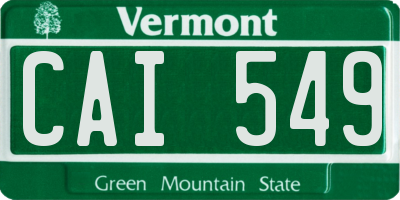 VT license plate CAI549