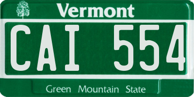 VT license plate CAI554