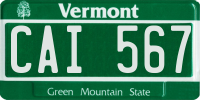 VT license plate CAI567