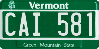 VT license plate CAI581