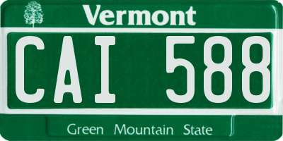 VT license plate CAI588