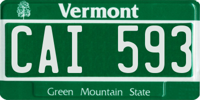 VT license plate CAI593