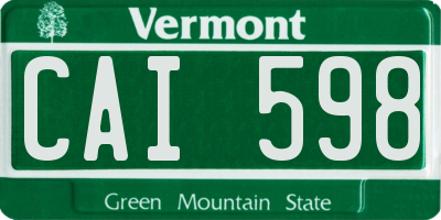 VT license plate CAI598