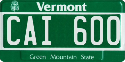 VT license plate CAI600