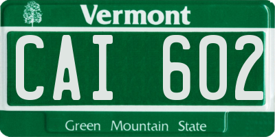 VT license plate CAI602