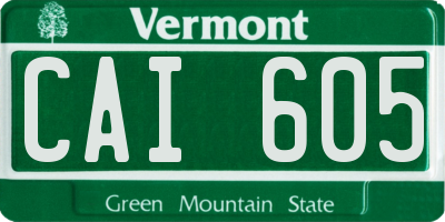 VT license plate CAI605