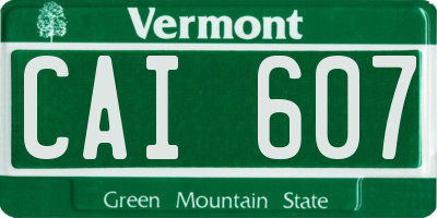VT license plate CAI607