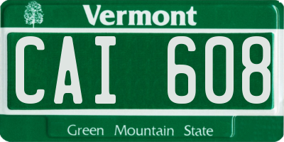 VT license plate CAI608