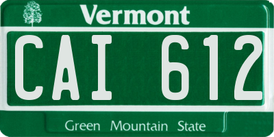 VT license plate CAI612
