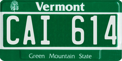 VT license plate CAI614