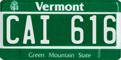 VT license plate CAI616