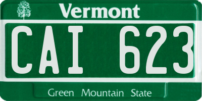 VT license plate CAI623