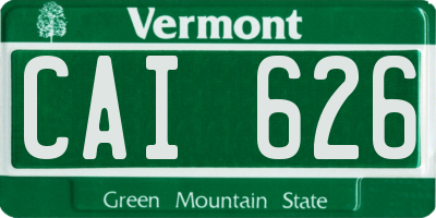 VT license plate CAI626