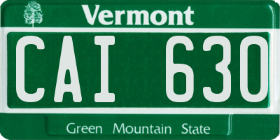 VT license plate CAI630