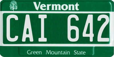 VT license plate CAI642