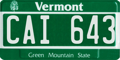 VT license plate CAI643